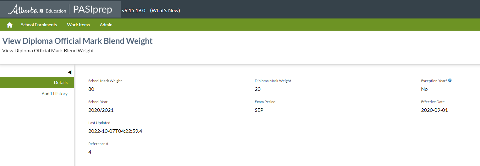 diplomaexamweightsview_dip_exam_weights.png [PASI Knowledge Base]